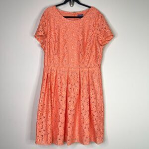 Coral Lace A-Line Dress - Unbranded